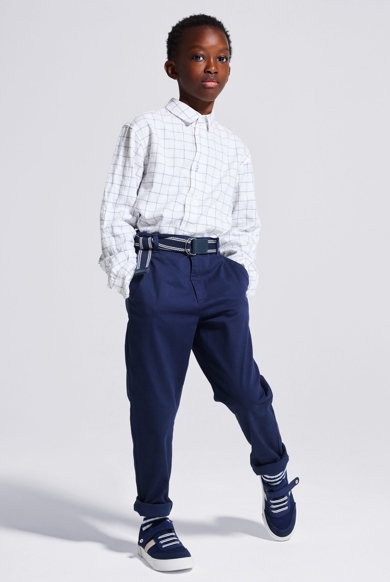 Pantalon chino slim + ceinture bleu marine Garçon