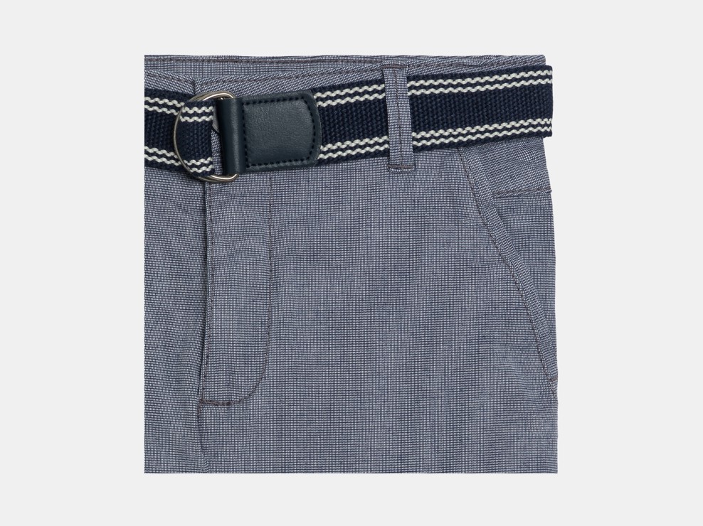 Pantalon chino slim + ceinture bleu gris Garçon 2