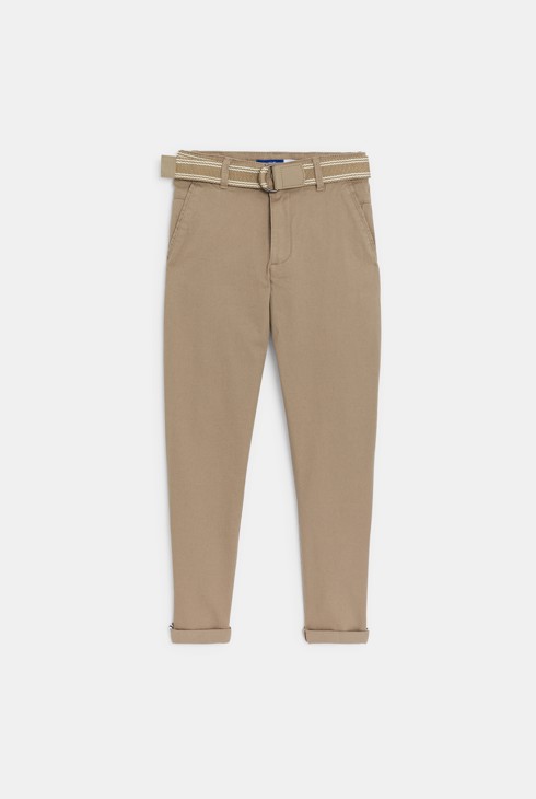 Beige Slim-Chinohose mit Gürtel für Jungen 2