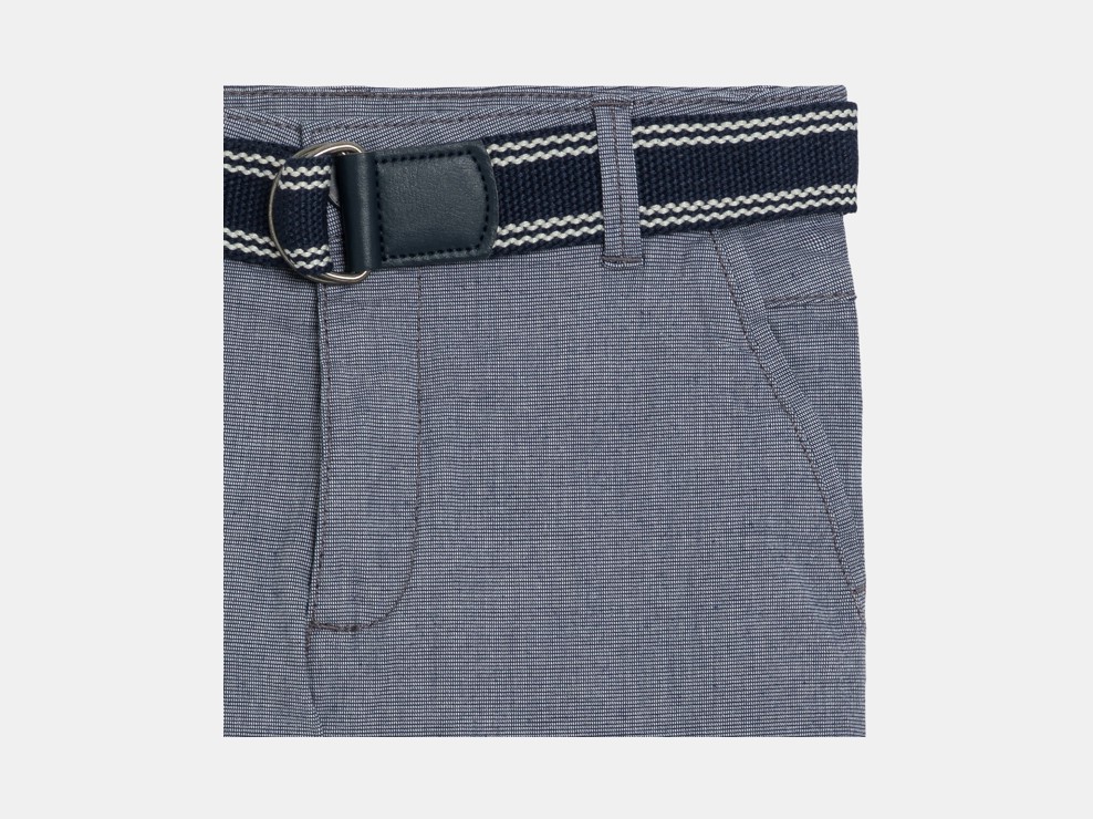 Pantalon chino slim + ceinture bleu gris Garçon 2