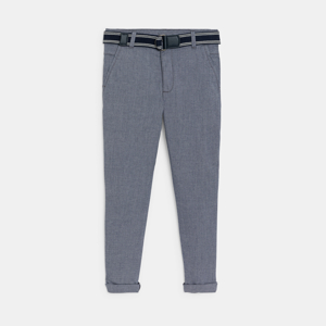 Pantalon chino slim + ceinture bleu gris Garçon 1