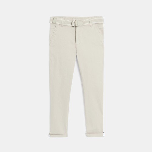 Pantalon Chino Slim + Ceinture Écru Garçon - Beige Tres Clair - 8A - OKAIDI
