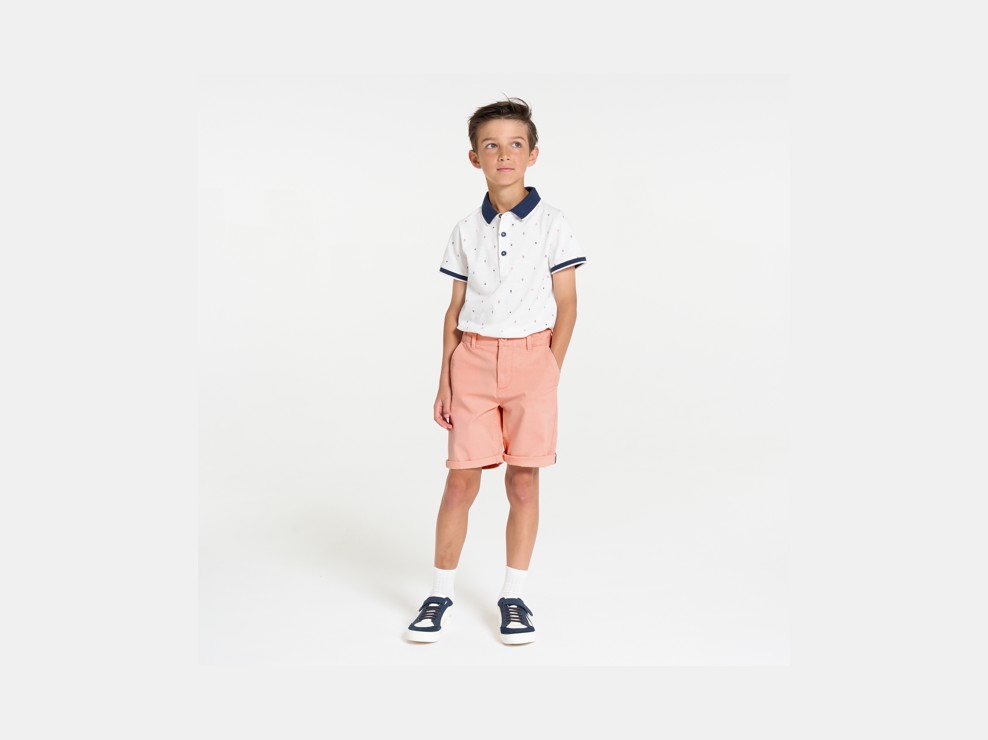 Shorts dritti rosa in tela per bambino 1