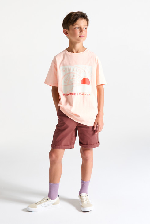Short en toile mauve Garçon 1