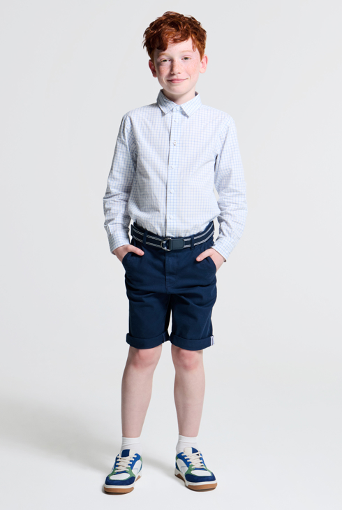 Bermuda chino ceinturé bleu Garçon 1