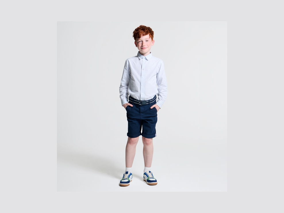 Bermuda chino ceinturé bleu Garçon 1