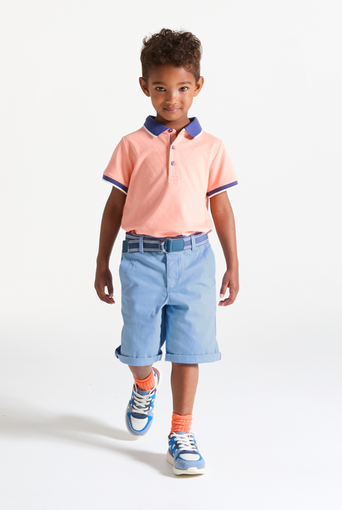 Bermuda chino ceinturé bleu Garçon 1