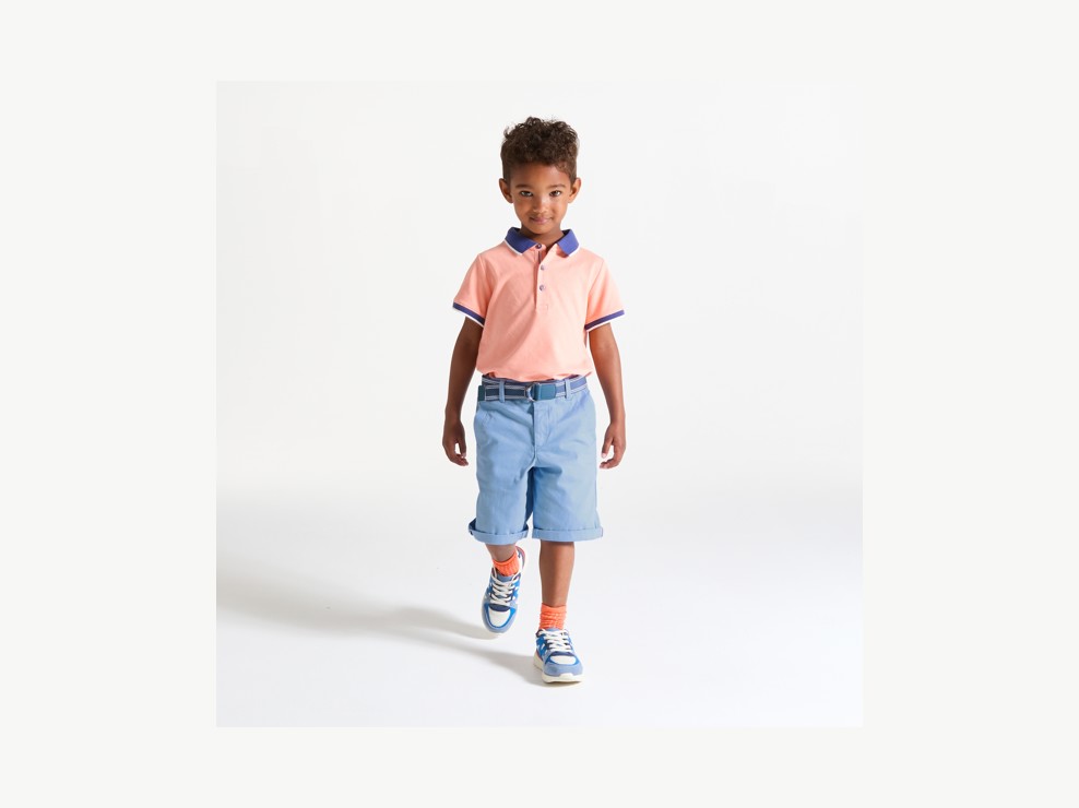 Bermuda chino ceinturé bleu Garçon 1
