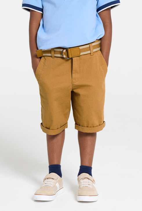 Braune Chino-Bermuda-Shorts mit Gürtel für Jungen 2