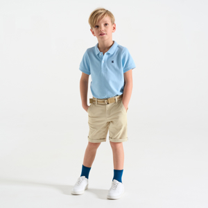 Boy's beige belted chino shorts 1