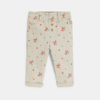 Pantalon paperbag denim fleuri blanc bébé fille