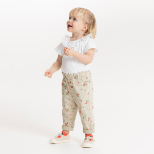 Pantalon paperbag denim fleuri blanc bébé fille 1