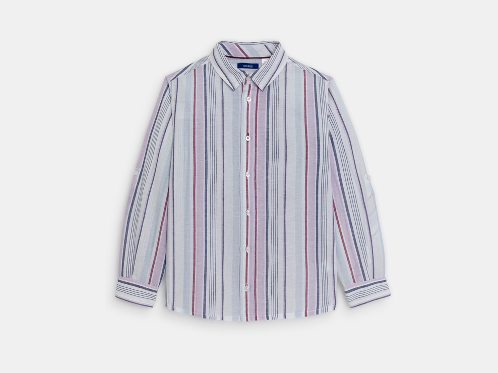 Chemise rayée mauve Garçon 1