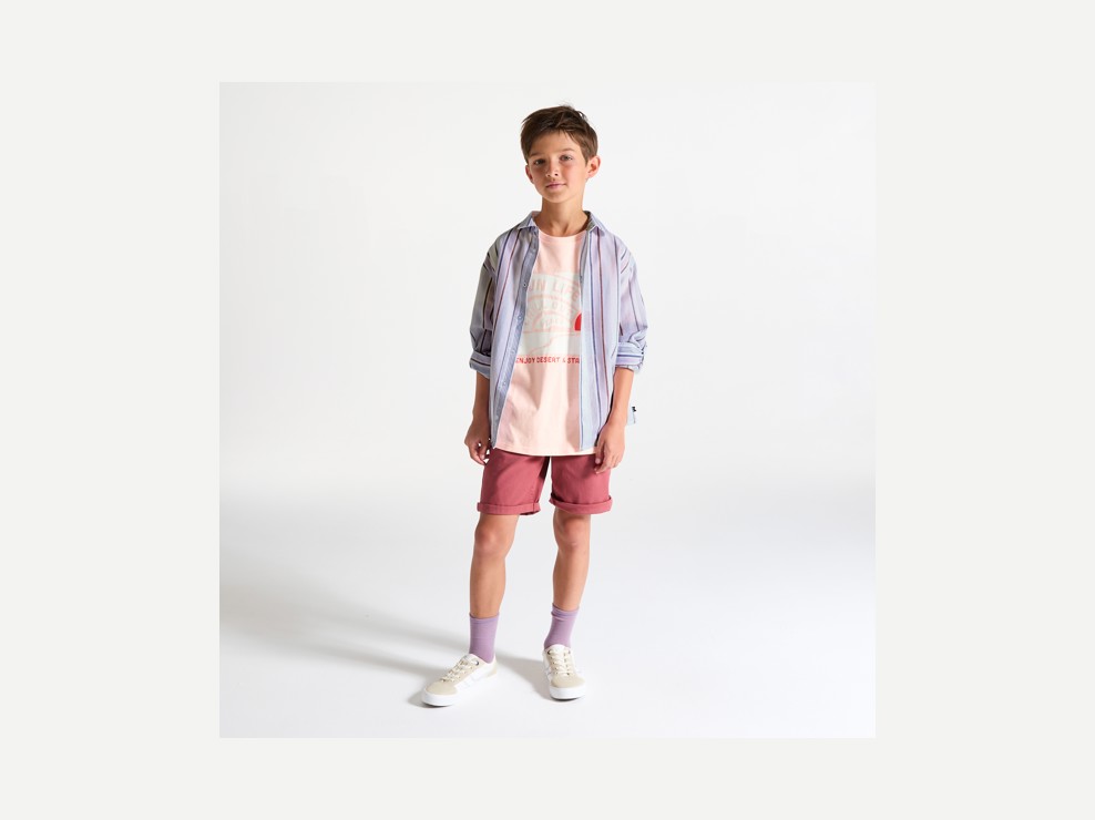 Chemise rayée mauve Garçon 1