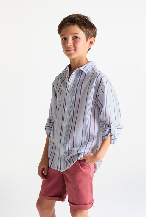 Gestreiftes blasslila Hemd für Jungen 2