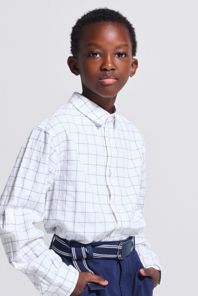 Camisa de cuadros ventana blanco niño