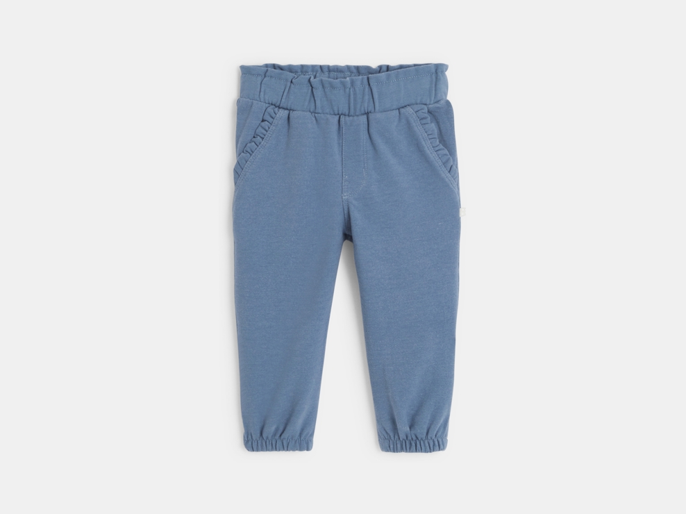 Pantalon molleton élastiqué bleu bébé fille 1