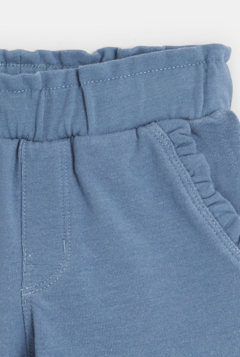 Elastische blaue Hose aus Molton Kleinkind Mädchen