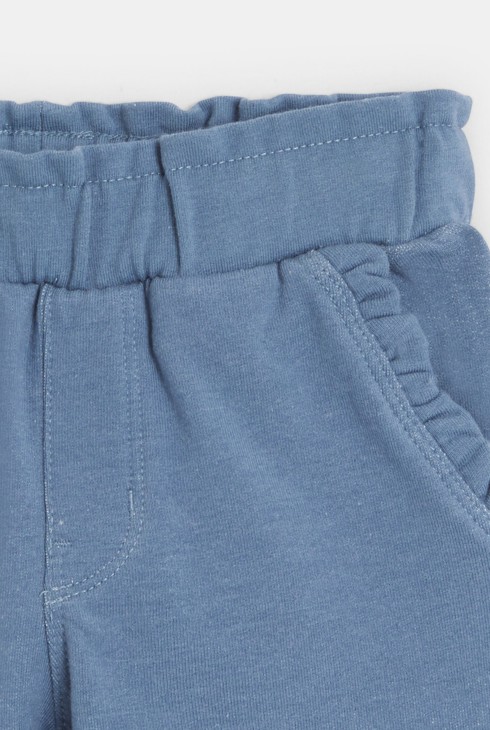 Pantalon molleton élastiqué bleu bébé fille 2