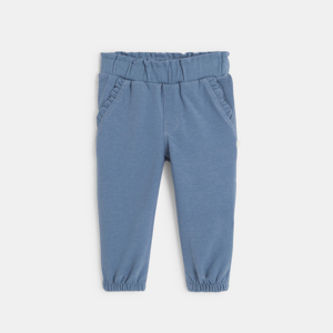 Pantalon molleton élastiqué bleu bébé fille 1