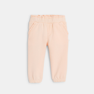 Baby girl's pink elasticated fleece trousers 1