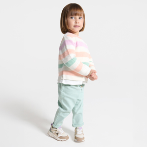 Baby girl's multicoloured striped knitted jumper 1