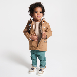 Bruine 2-in-1 parka met uitneembare bodywarmer voor babyjongens 1