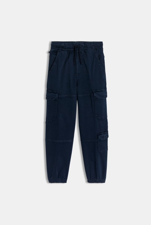 Pantalón cargo de lona lavada azul niño 1