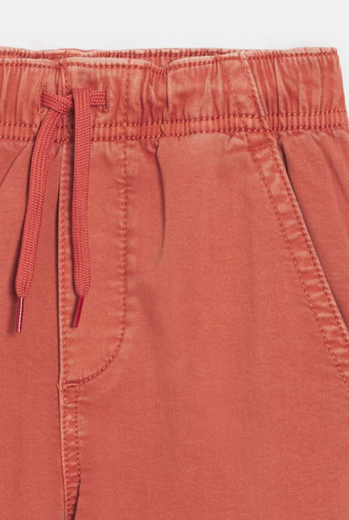 Cargohose aus gewaschenem orangem Stoff für Jungen 2