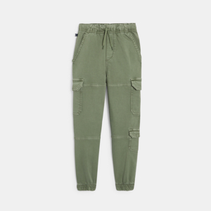 Pantalon cargo en toile lavée kaki Garçon 1