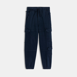 Pantalon cargo en toile lavée bleu Garçon