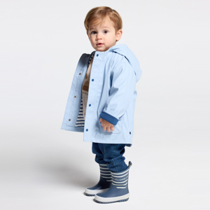 Baby boy blue waxed hooded coat 1