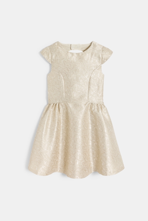 Abito da cerimonia jacquard dorato per bambina 1