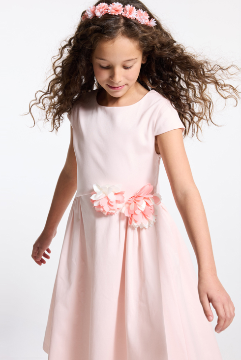 Girl's pink dress with cut-out flowers 1