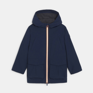 Boys' navy blue fleece-lined water-repellent parka 1