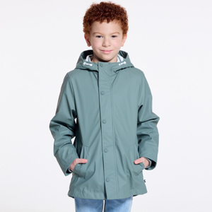 Boy's khaki green water-repellent hooded raincoat 1