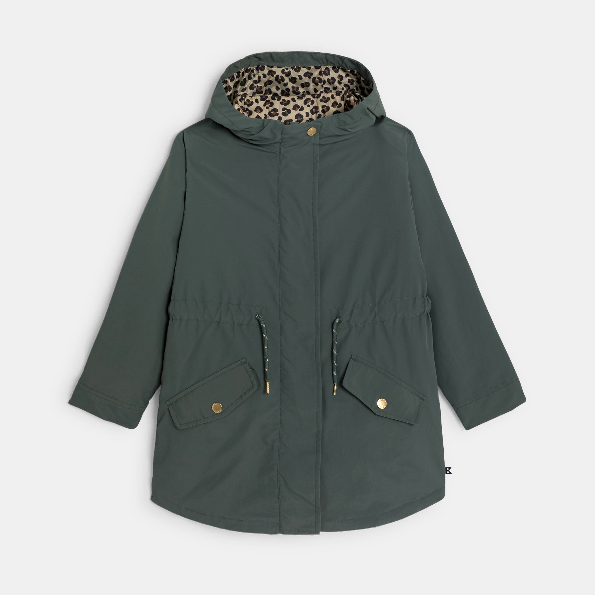 Girl's khaki 3-in-1 waterproof hooded parka Okaïdi & Obaïbi