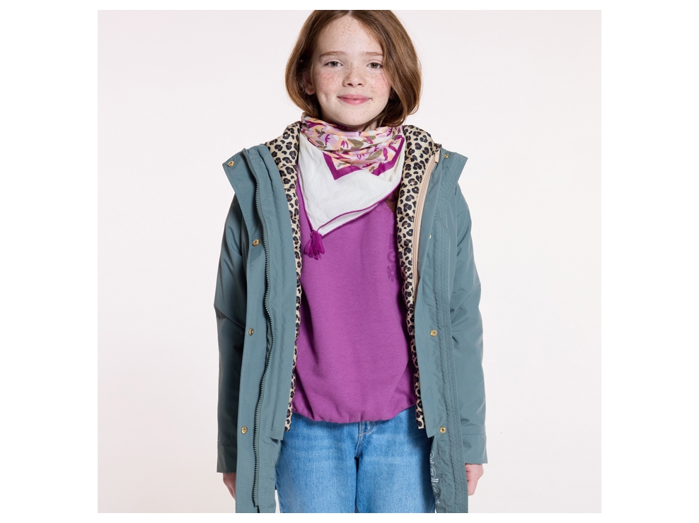 Wasserabweisender 3-in-1-Parka mit Kapuze Khaki Mädchen 1