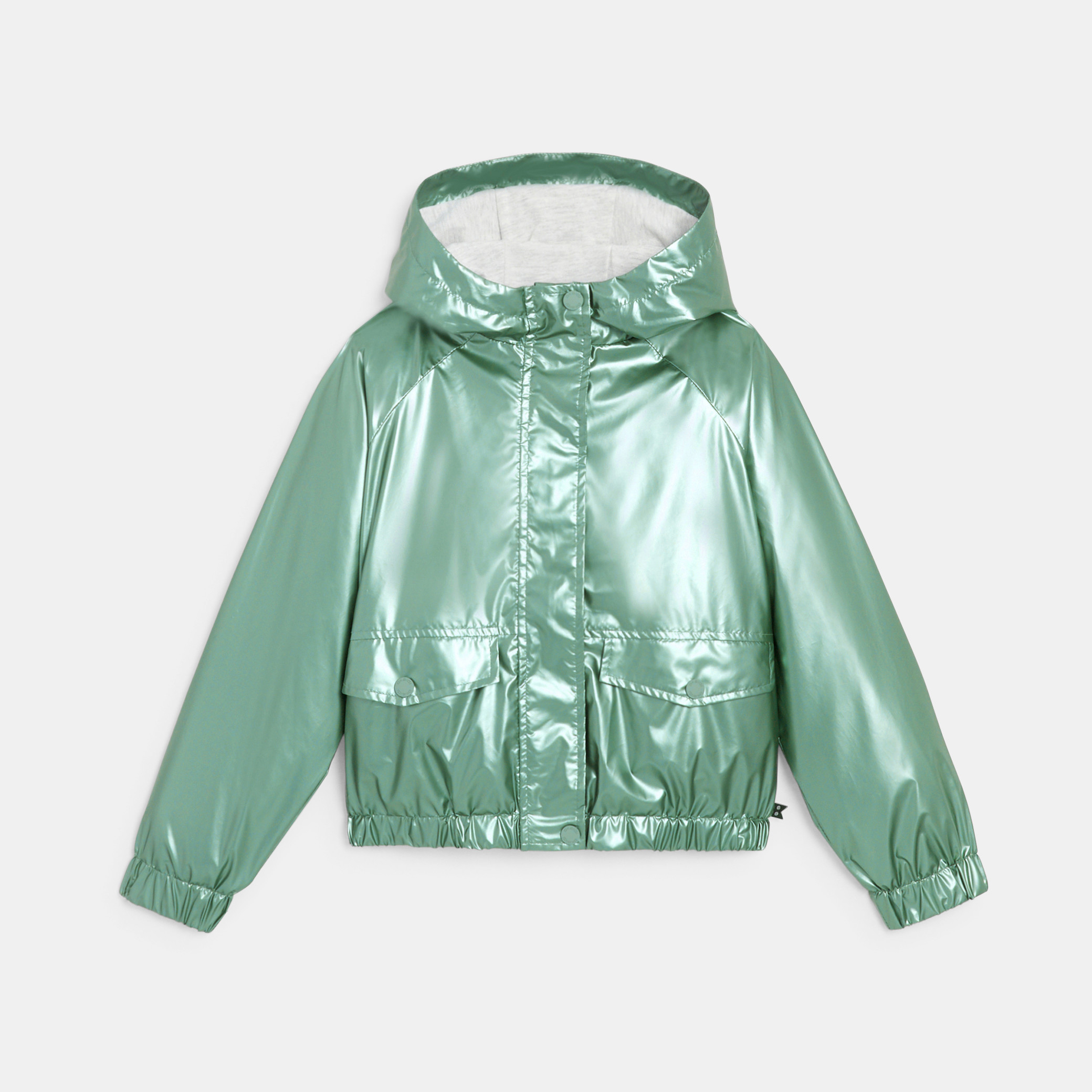 Groen waterafstotend windjack met metallic effect voor