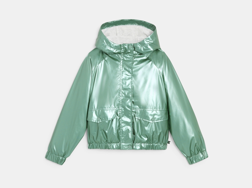 Coupe-vent déperlant effet métallisé vert Fille 1