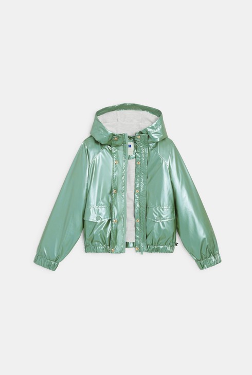 Coupe-vent déperlant effet métallisé vert Fille 2