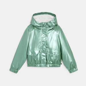 Grüne wasserabweisende Windjacke mit Metallic-Effekt für Mädchen 1