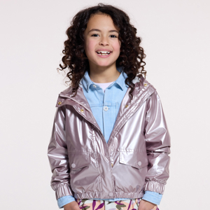 Blasslila wasserabweisende Windjacke mit Metallic-Effekt für Mädchen 1