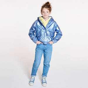 Blaue wasserabweisende Windjacke mit Metallic-Effekt für Mädchen 1