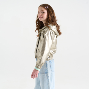 Goldene wasserabweisende Windjacke mit Metallic-Effekt für Mädchen 1