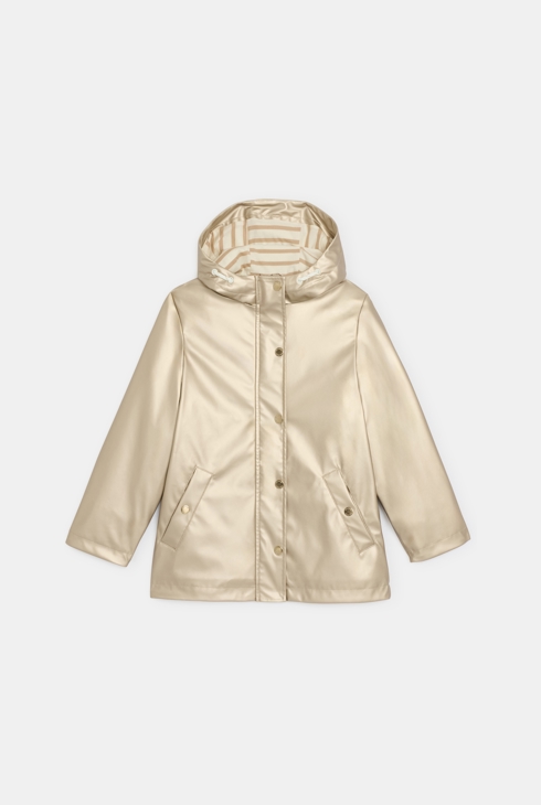 Regenjacke wasserabweisend goldfarben Kapuze Mädchen 1