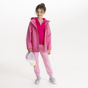 Girls' pink hooded water-repellent raincoat 1