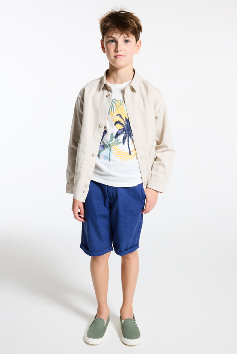 Boy's plain beige canvas shirt 1