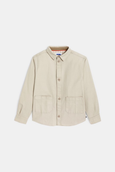 Boy's plain beige canvas shirt 2