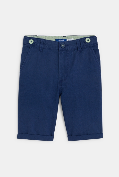 Boy's slim-fit navy blue canvas Bermuda shorts 2